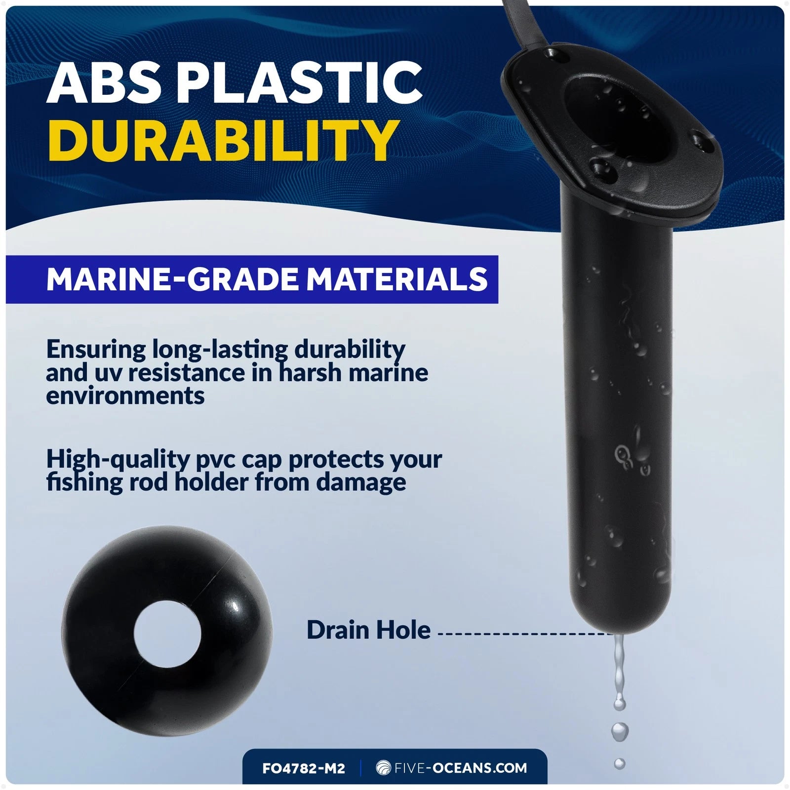 2X Fishing Rod Holder for Boat – Oval Flange & PVC Cap