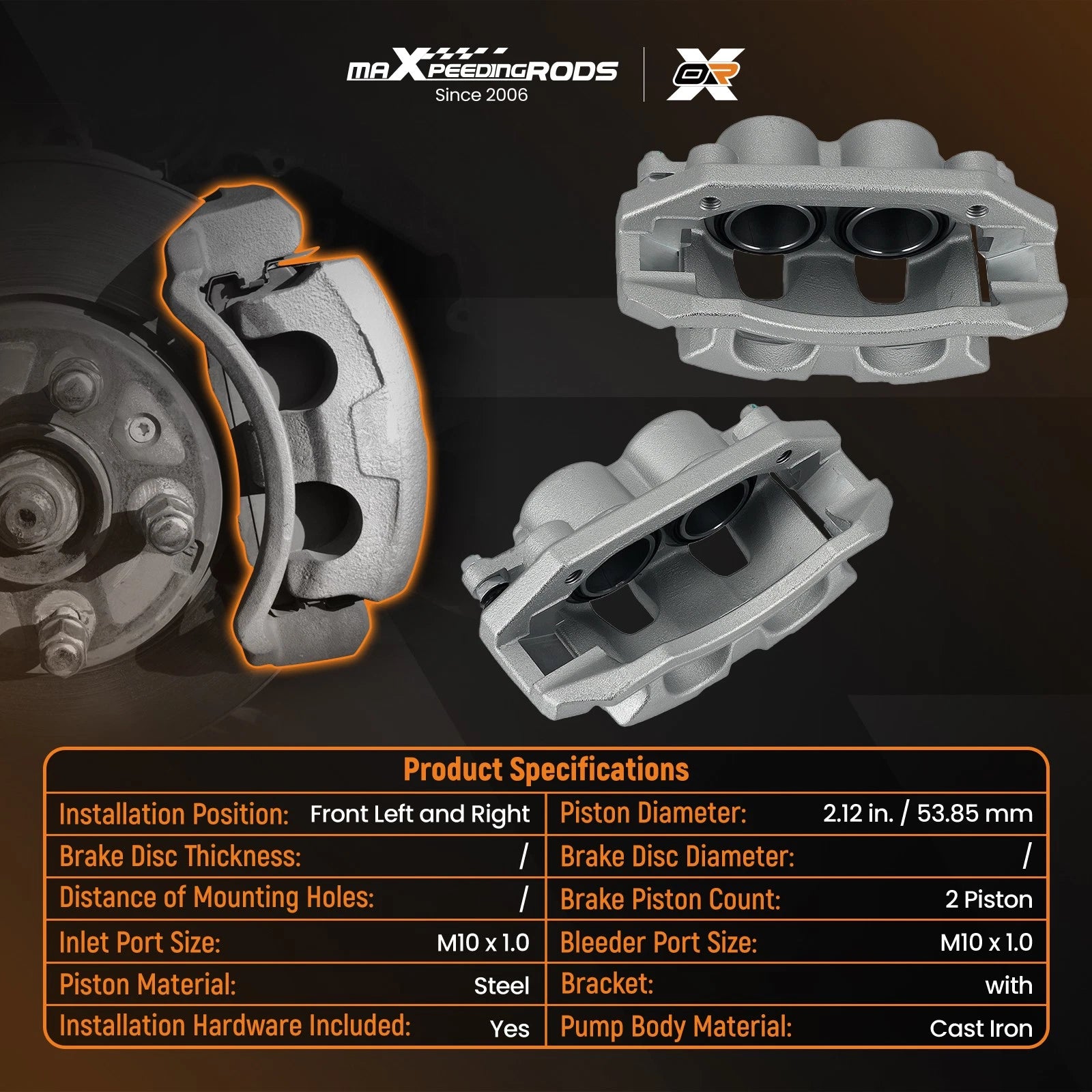 Front Disc Brake Caliper Set for Ram Dakota 2011/Ram 1500 (2011–2018) 18P5054 18P5055