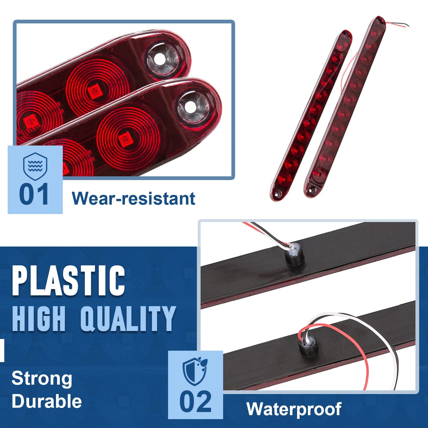 2X 15" LED Light Bar for Truck Trailer (11 LED)