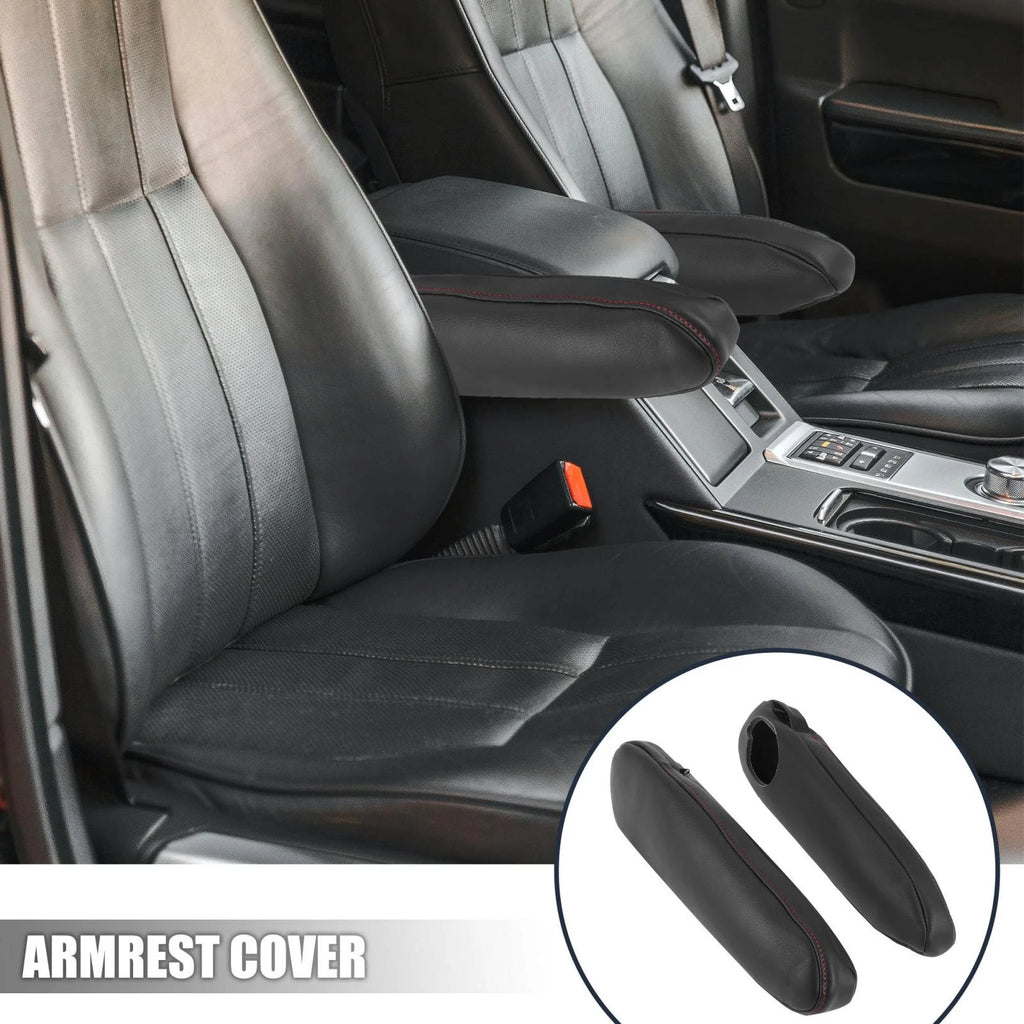 Pair Front Seat Armrest Covers for Toyota Sienna (2011–2018) - Black/Red Line