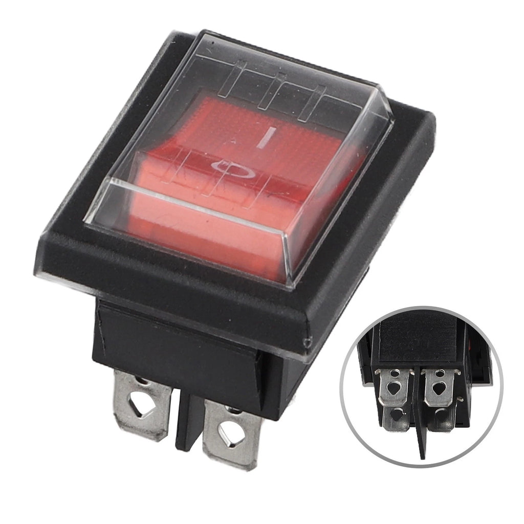 2X Waterproof 2 Pole Rocker Switch with 4 Pin Blade Terminal 16A/250V