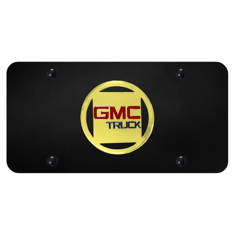 Gold Logo on Black License Plate - Officially Licensed for GMC Truck