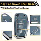 TPU Car Key Case for Audi A1 (2010–2023) - Slate Blue Silver Tone Edge