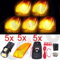 5X Amber Cab Marker Top Light Lamp w/ Base & White LED for GMC