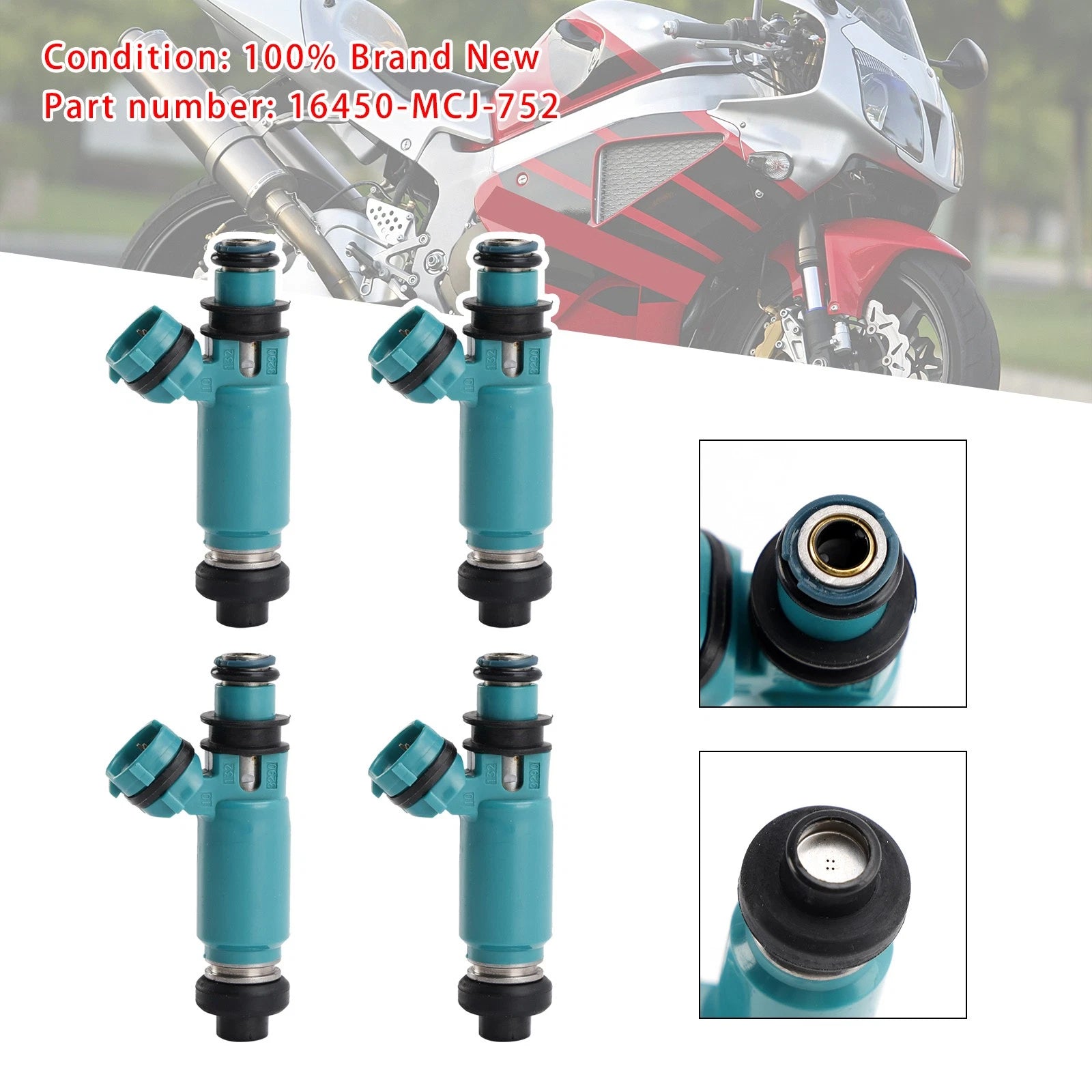 Set of 4 Fuel Injectors for Honda CBR900RR (2002–2003) CBR954RR (2002–2006) RVT1000R