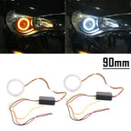 2X 90MM Switchback LED Angel Eyes Halo Rings for Car Headlight Retrofit