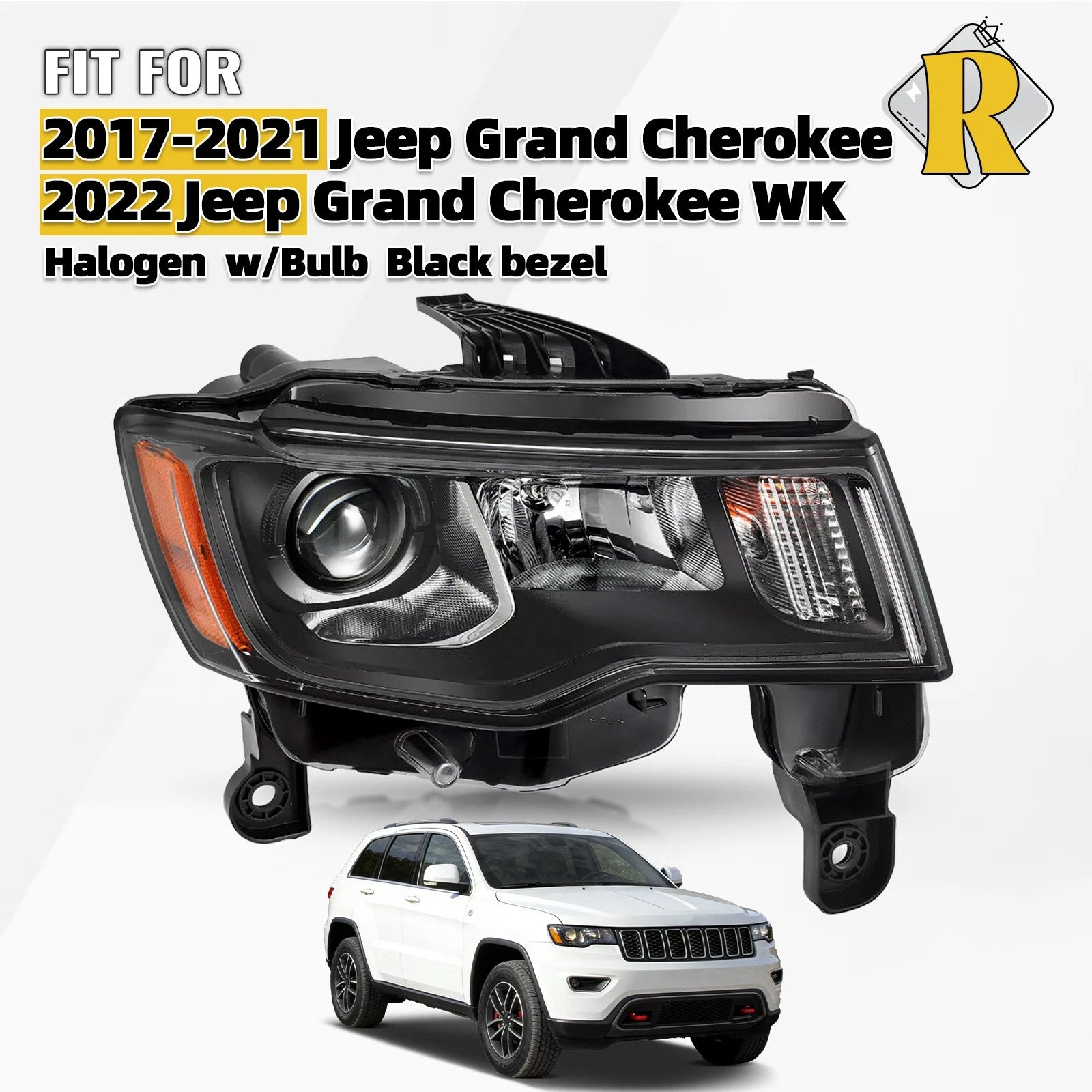 Halogen Headlight Right Passenger for Jeep Grand Cherokee (2017–2022)
