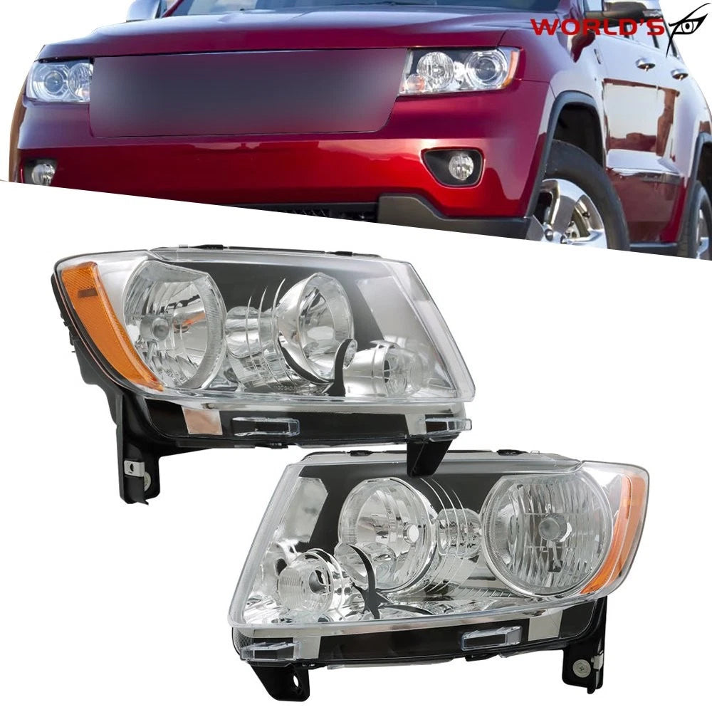 Set of 2 Halogen Headlights for Jeep Compass, Grand Cherokee (2011–2017)
