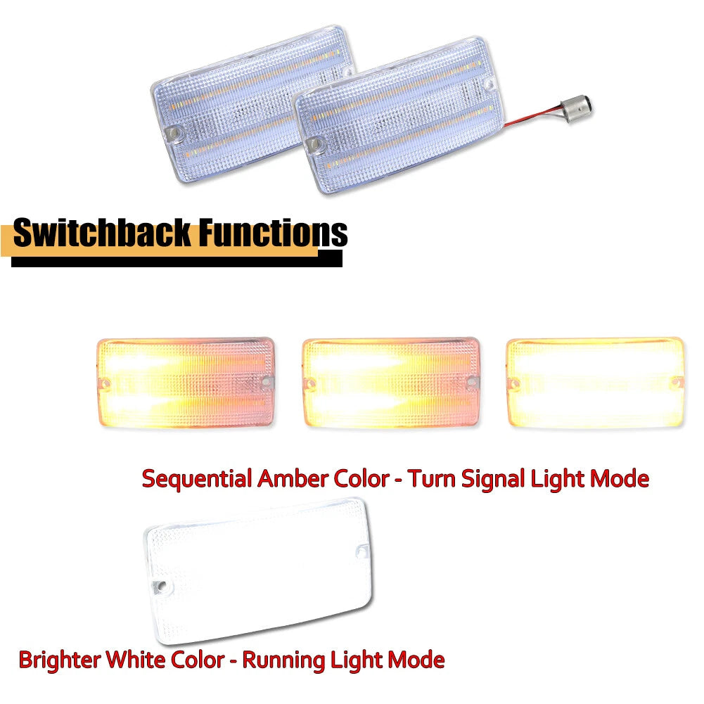 Clear Switchback LED DRL Signal Lights for Ford Bronco (1969–1977)