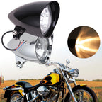 Bullet Tri-Bar Headlight for Harley Chopper Dyna Softail