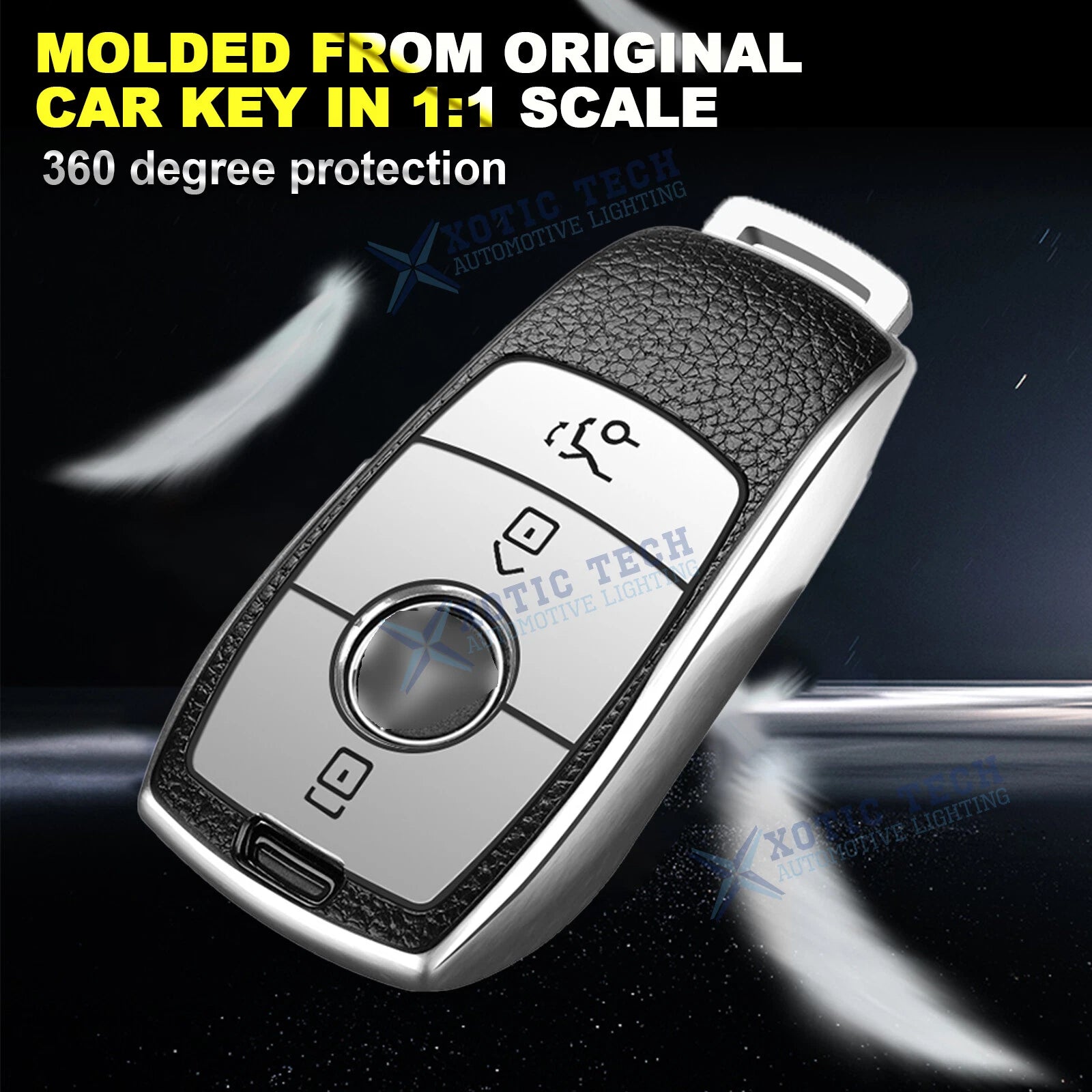 TPU Leather 3-Button Remote Key Fob for Mercedes-Benz E-Class (2017-2018)