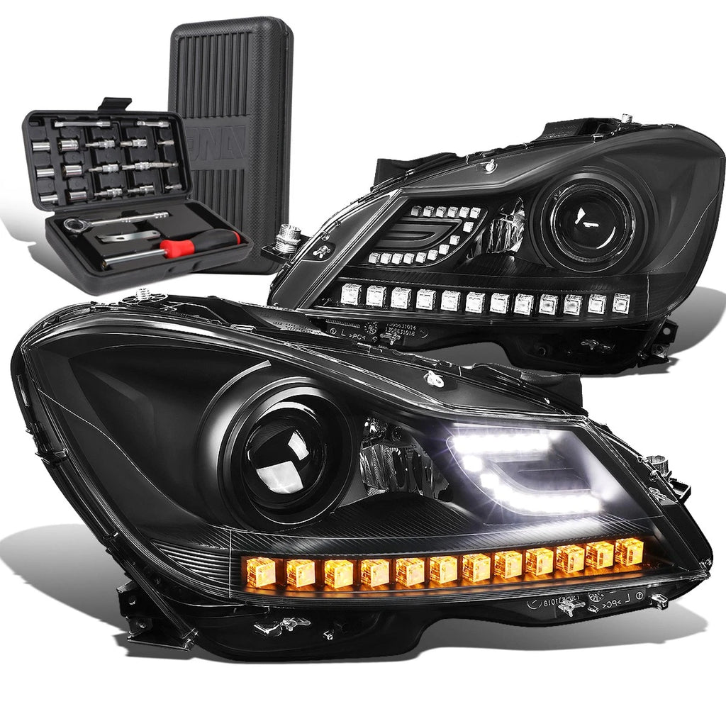 3D LED Bar Projector Headlights for Mercedes-Benz C-Class (2011–2015)