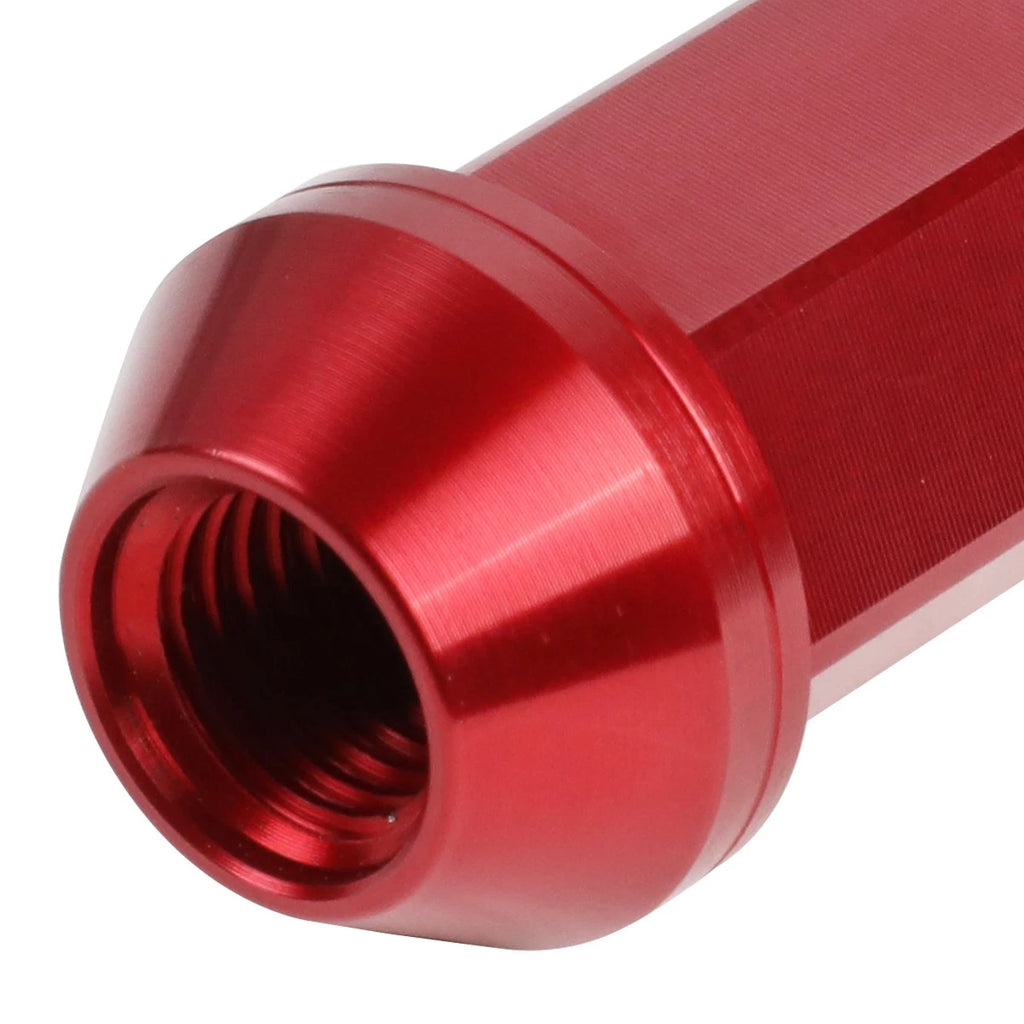Set of 20 J2 7075 Forged Aluminum M12x1.5 Open-End Lug Nuts w/Adapter Red