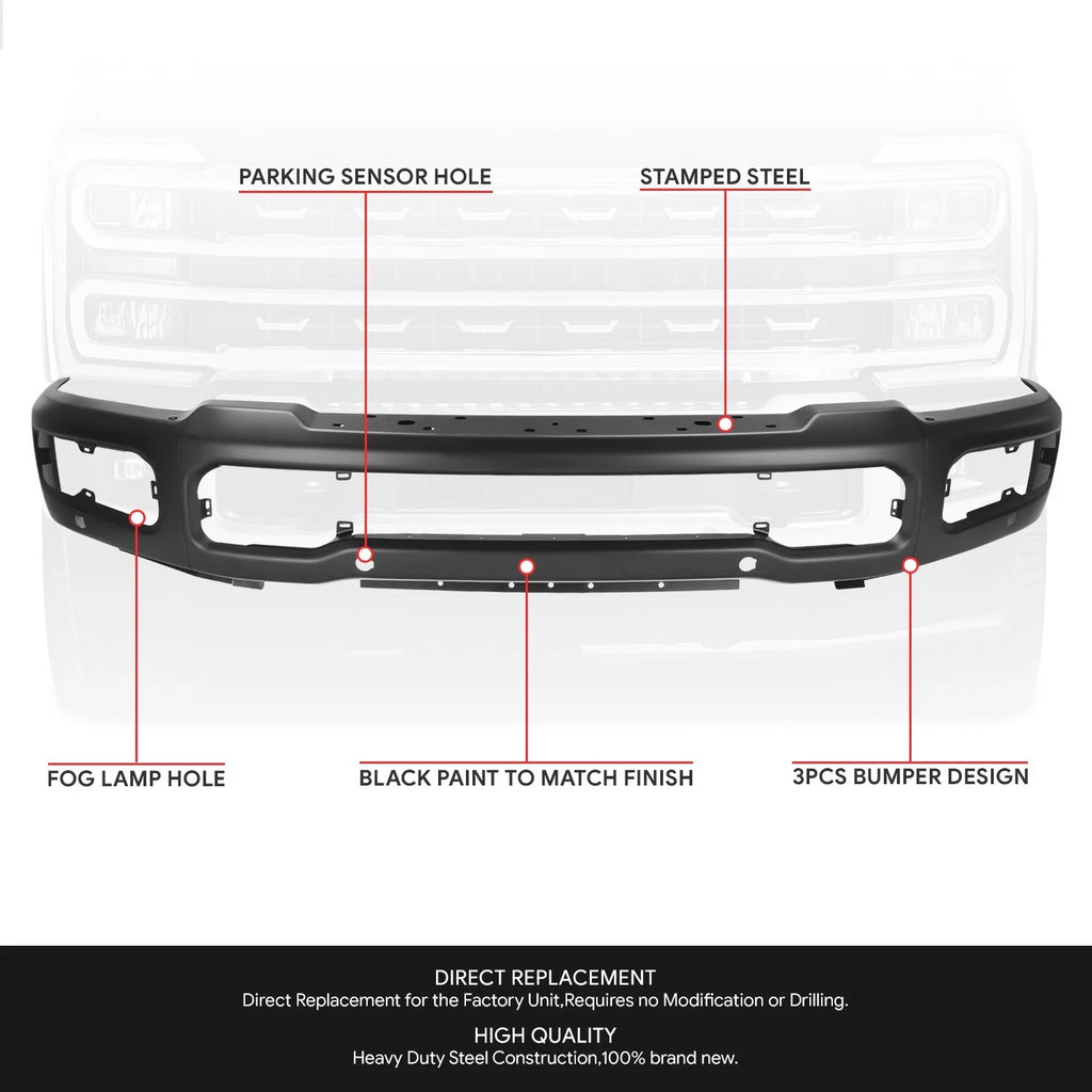 Front Bumper Face Bar for Ford F-250 F-350 SD (2023–2026) w/ Park Sensor Holes