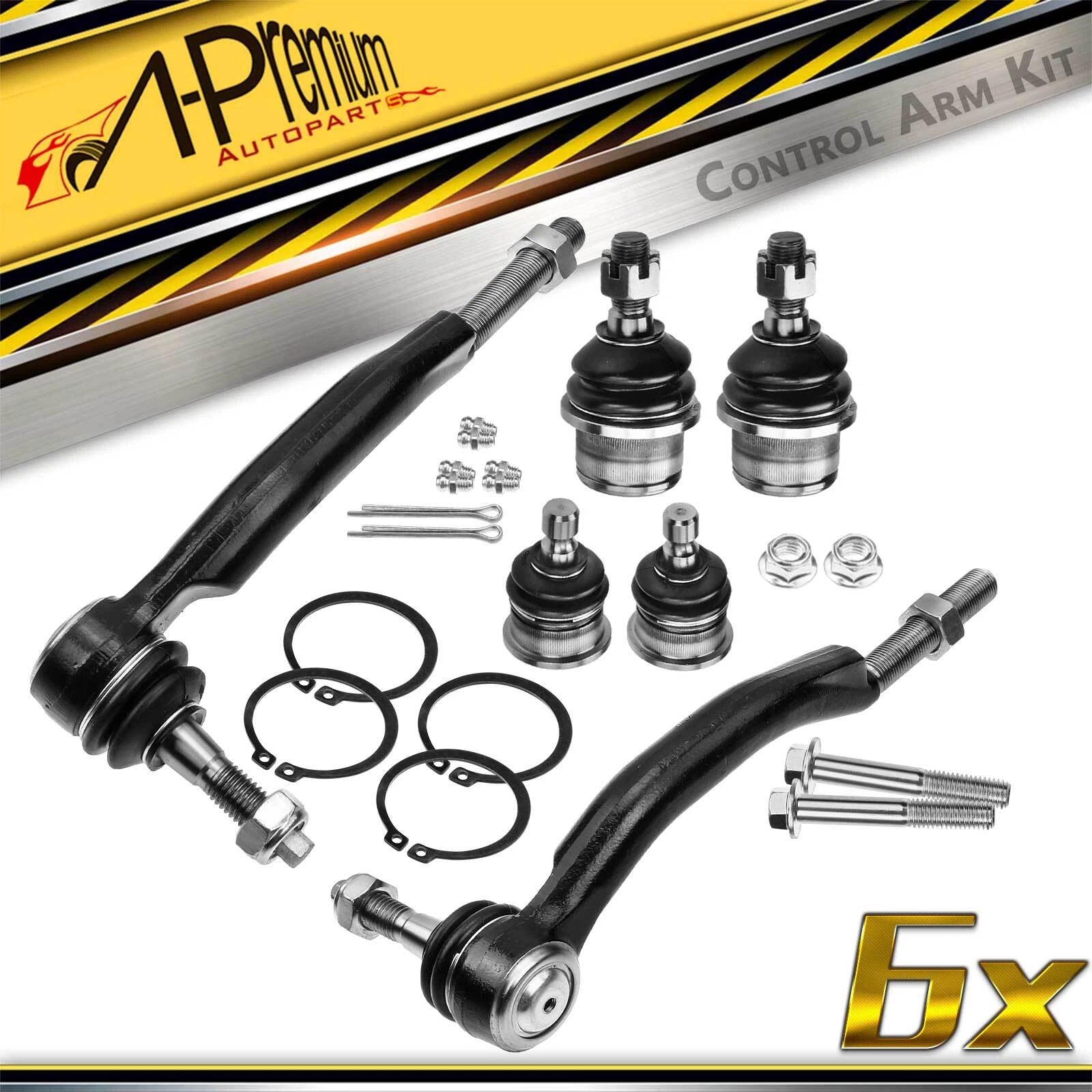 Set of 6 Front Tie Rods Ball Joints for Buick Chevy Trailblazer (2002–2009)