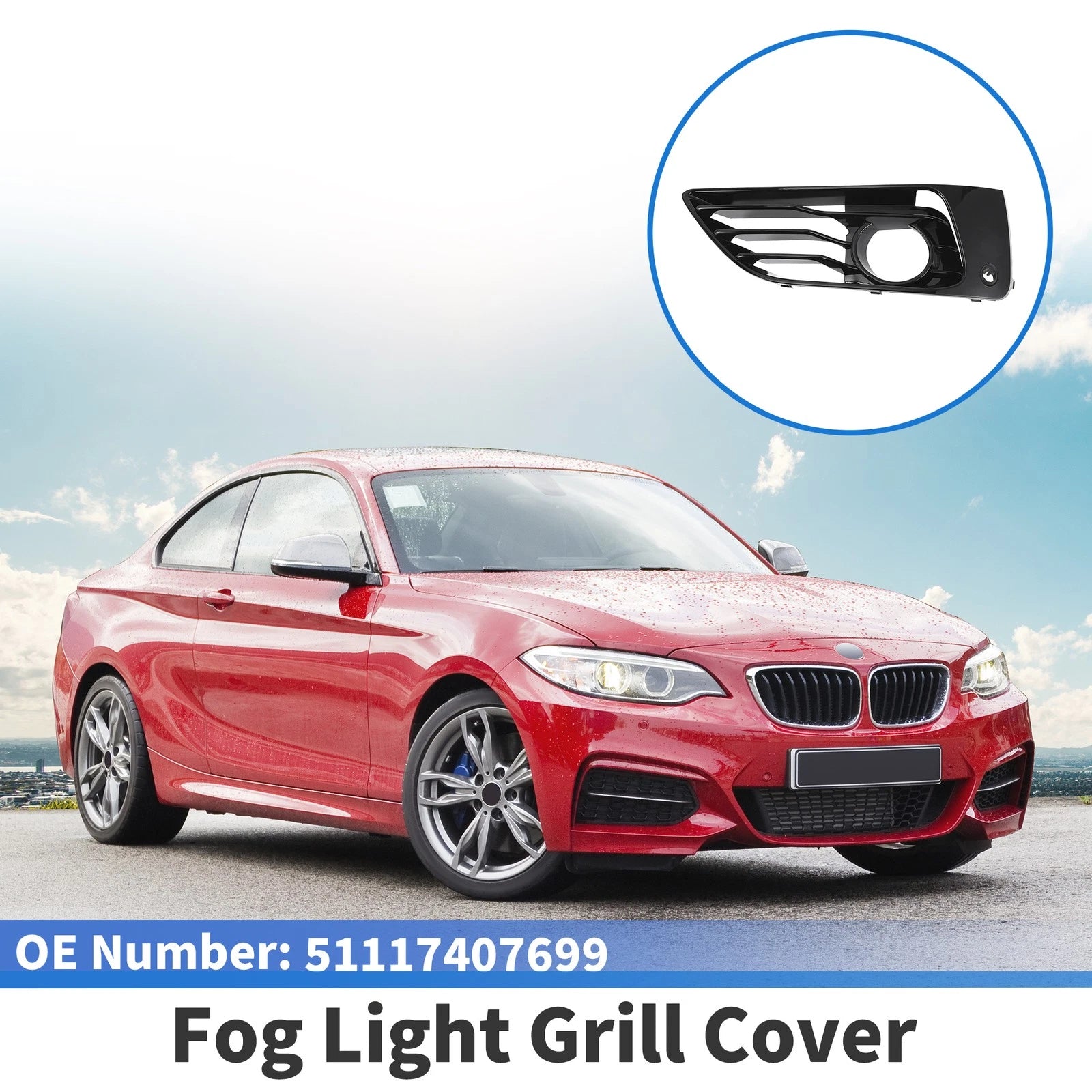 1 Pc Fog Light Grill for BMW 2 Series (2017–2020) No. 51117407699
