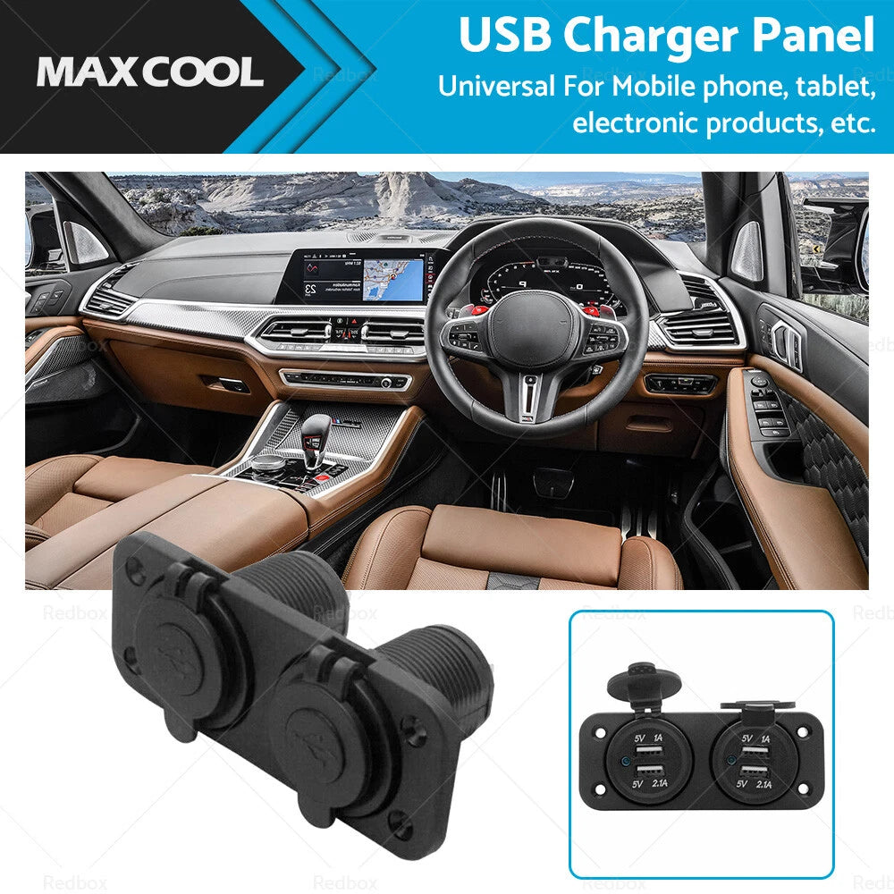 Dual USB Port Charger for Car Boat Marine (12V)