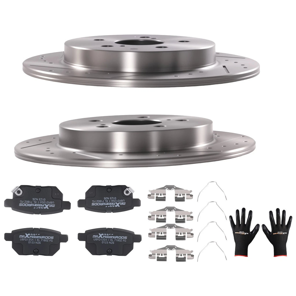 Rear Brake Rotors & Ceramic Pads Kit for Lexus CT200h (2011–2017) / Toyota Prius (2010–2022)