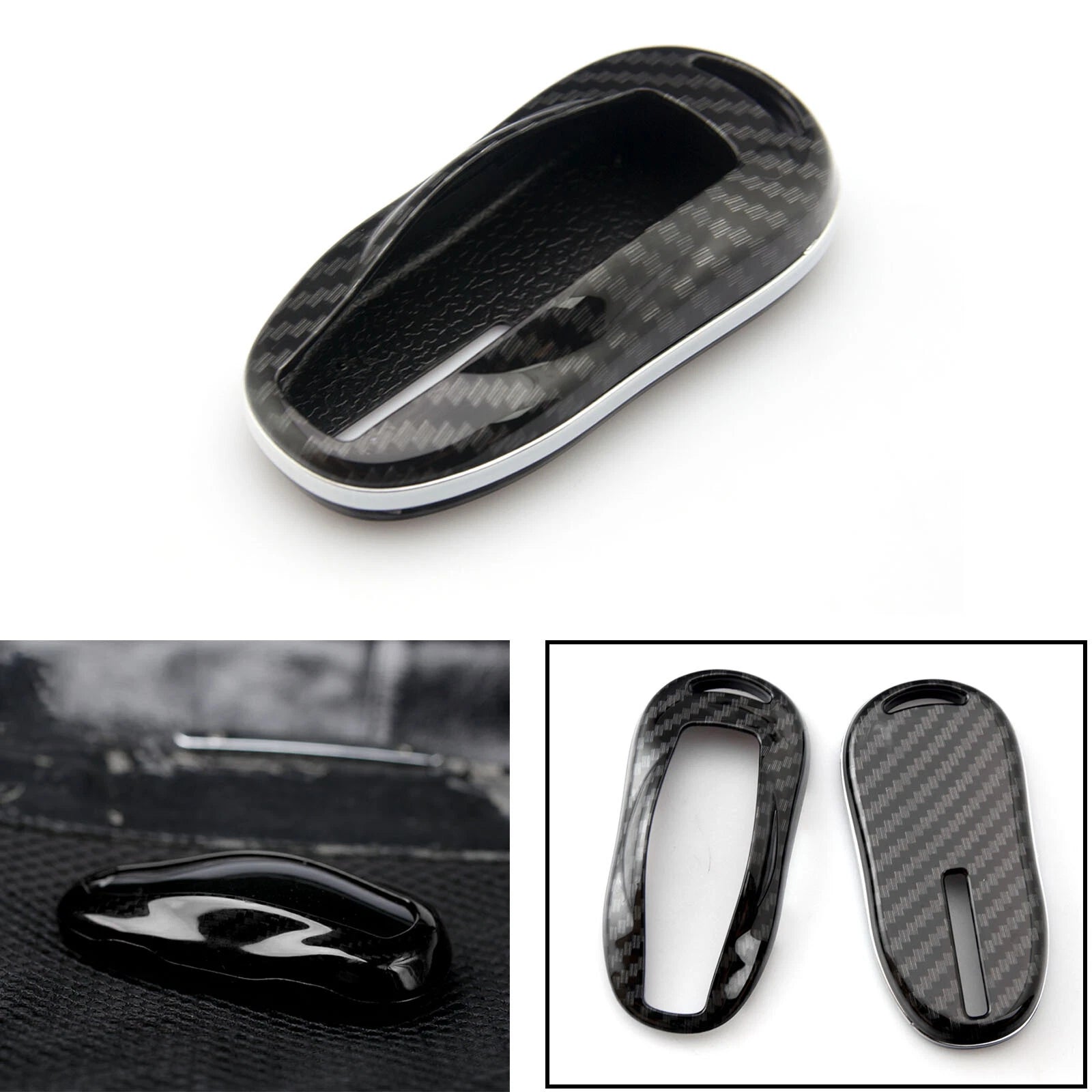 Carbon Fiber Pattern Smart Key Fob Hard Shell Case for Tesla Model S (2012–2018)