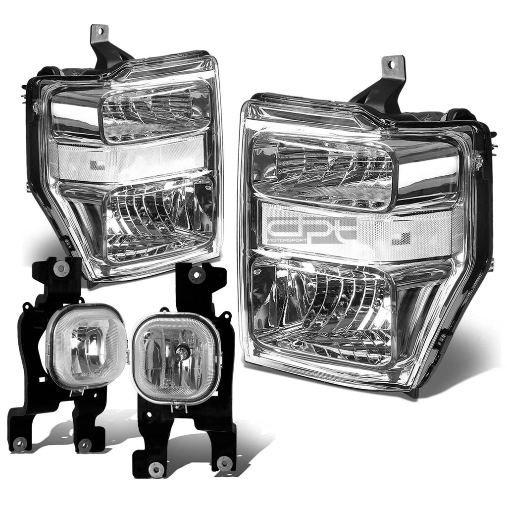 Chrome Clear Headlight + Turn Signal Lamp + OE Bumper Fog Light for SuperDuty (2008–2010)