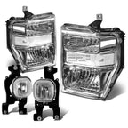 Chrome Clear Headlight + Turn Signal Lamp + OE Bumper Fog Light for SuperDuty (2008–2010)