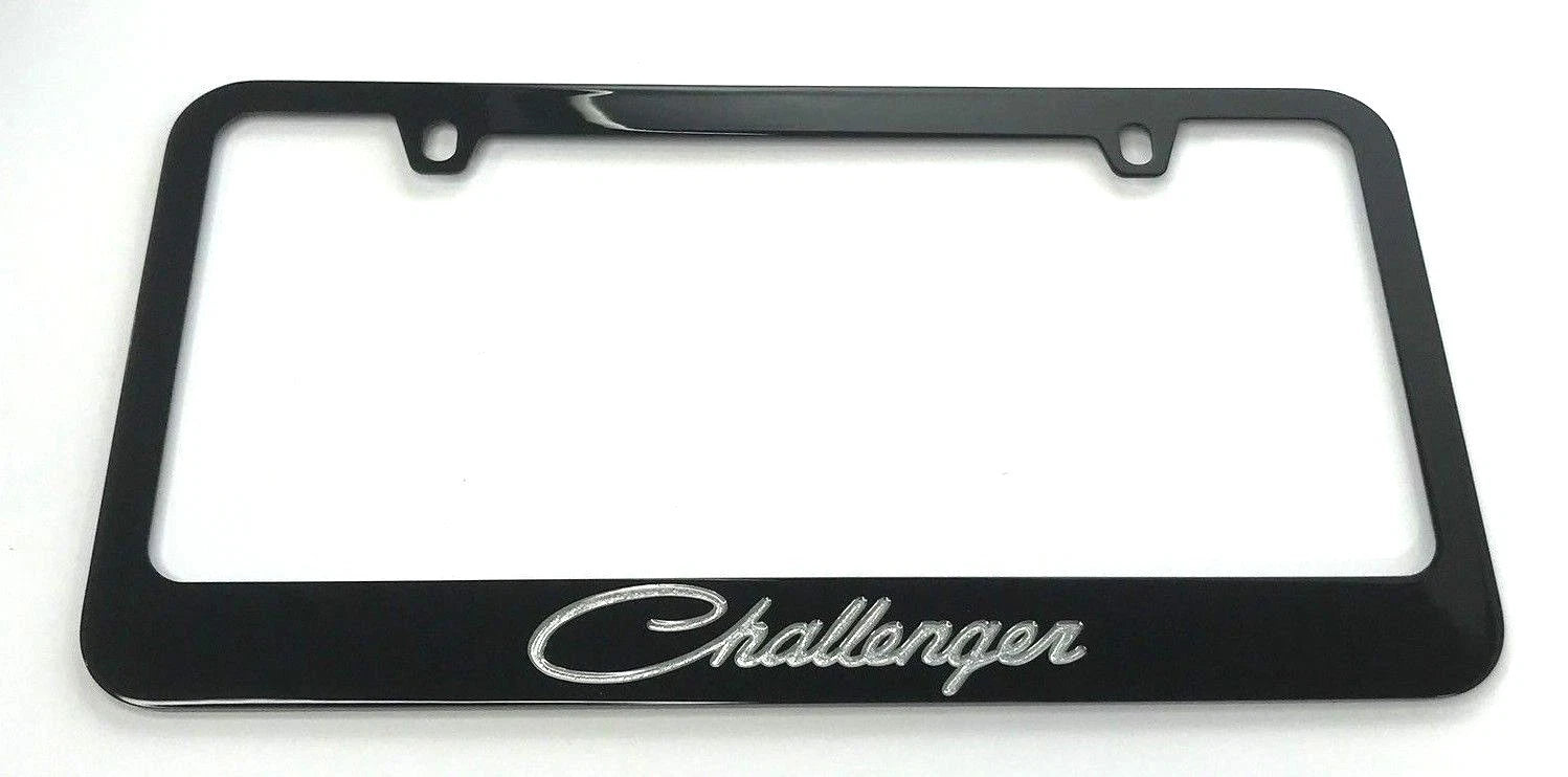 License Plate Frame for Dodge Challenger (Black with Silver Logo)