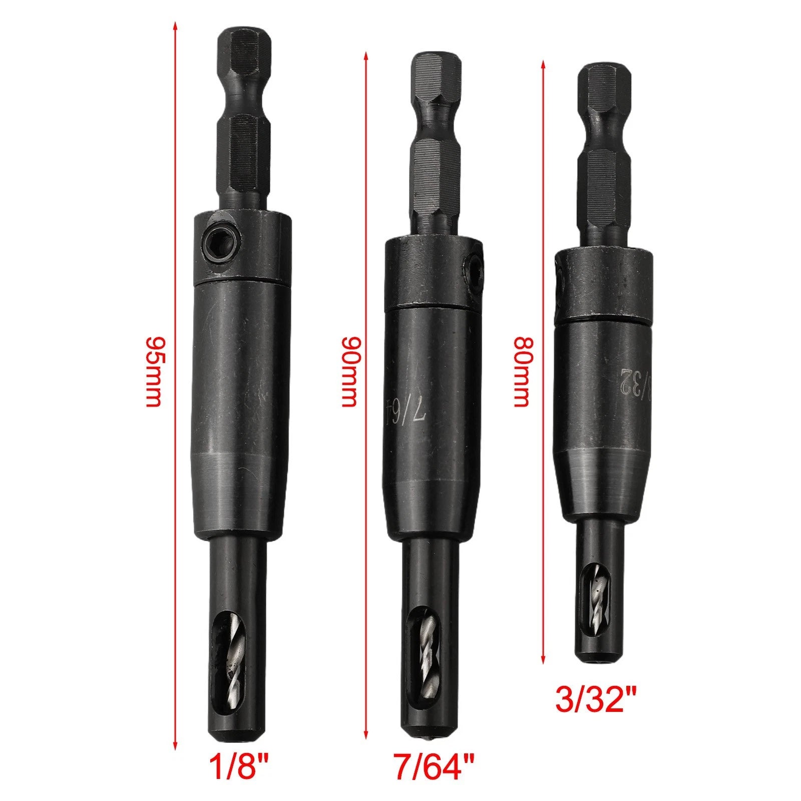 3Pcs Self Centering Hinge Tapper Core Drill Bit Set