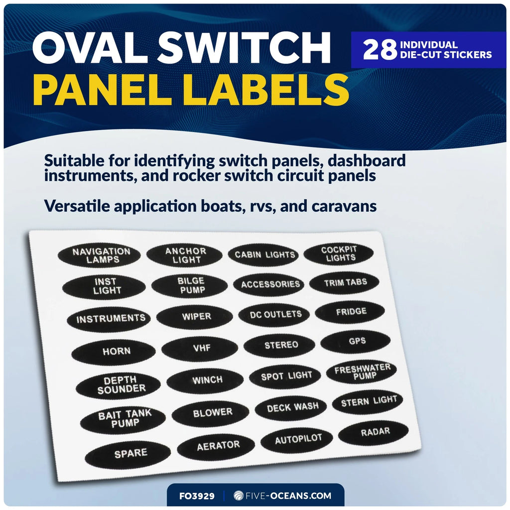 28 Pcs Boat Switch Panel Labels for Five Oceans FO3929