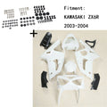 Fairing Kit for Kawasaki ZX6R (2003–2004) - Unpainted ABS, Includes Screws