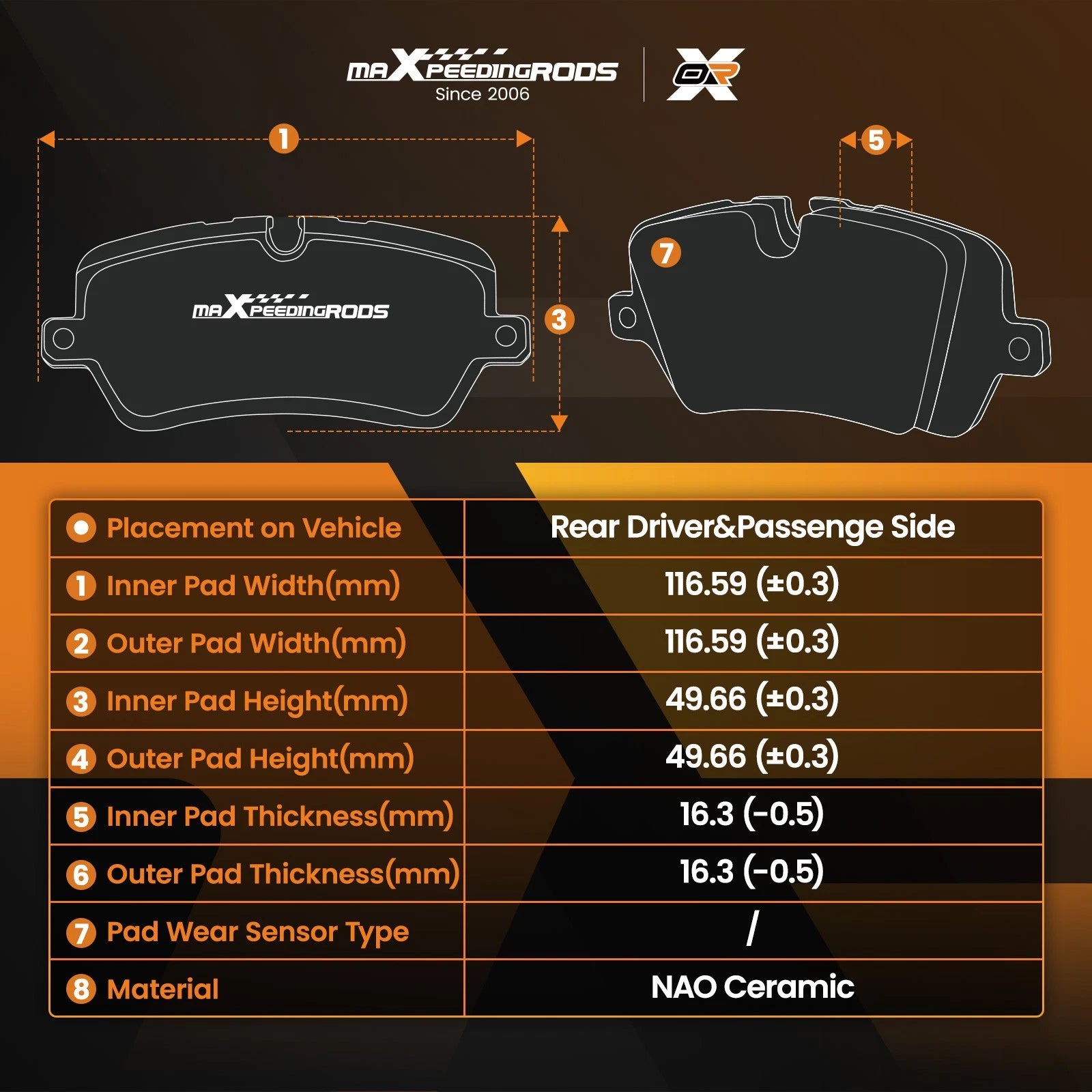 Rear Ceramic Brake Pads Kit for Ford Edge (2011–2014) / Explorer (2011–2019) D1377