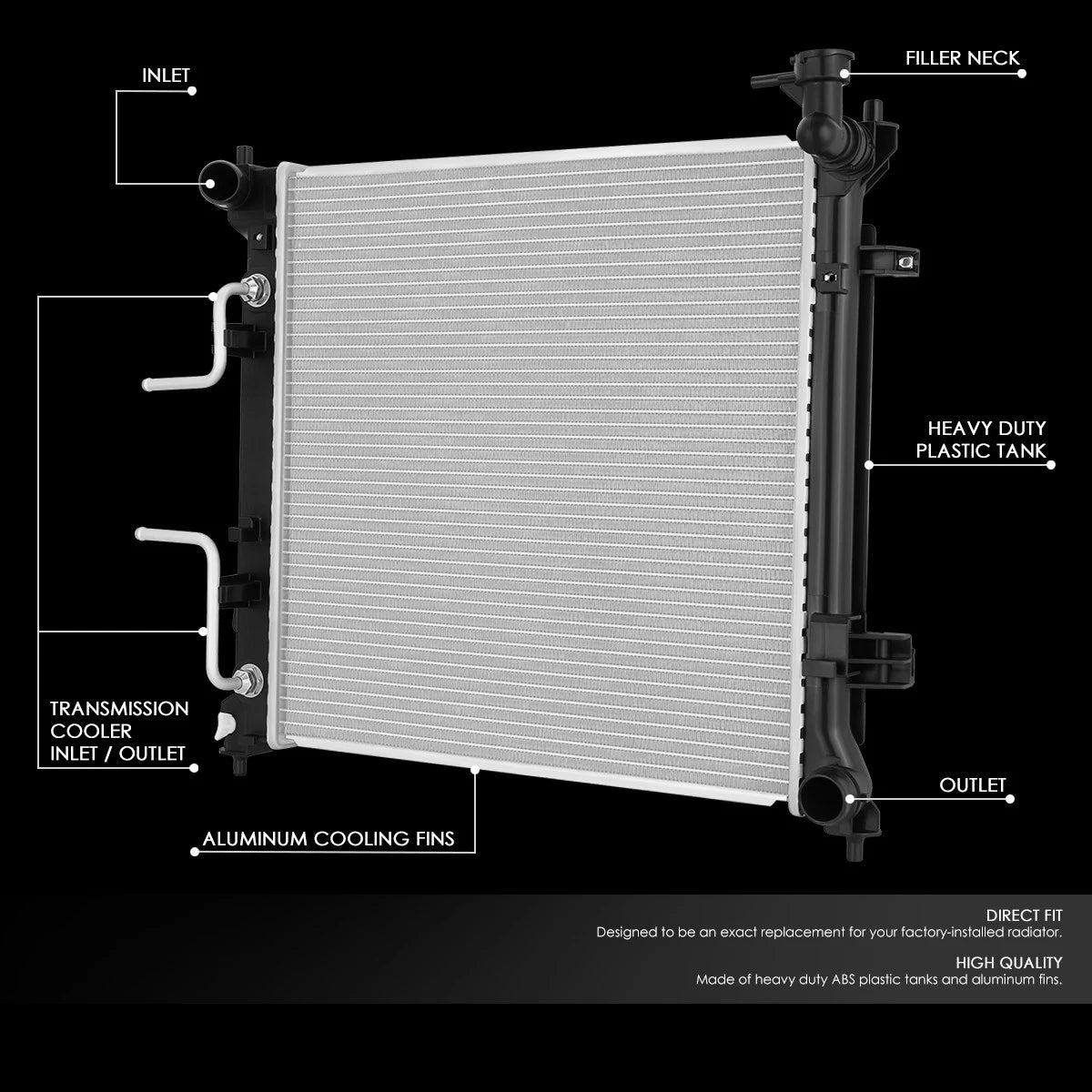 Full Aluminum Replacement Radiator for Hyundai Sonata 2.0T Hybrid (2015–2019) DPI 13506