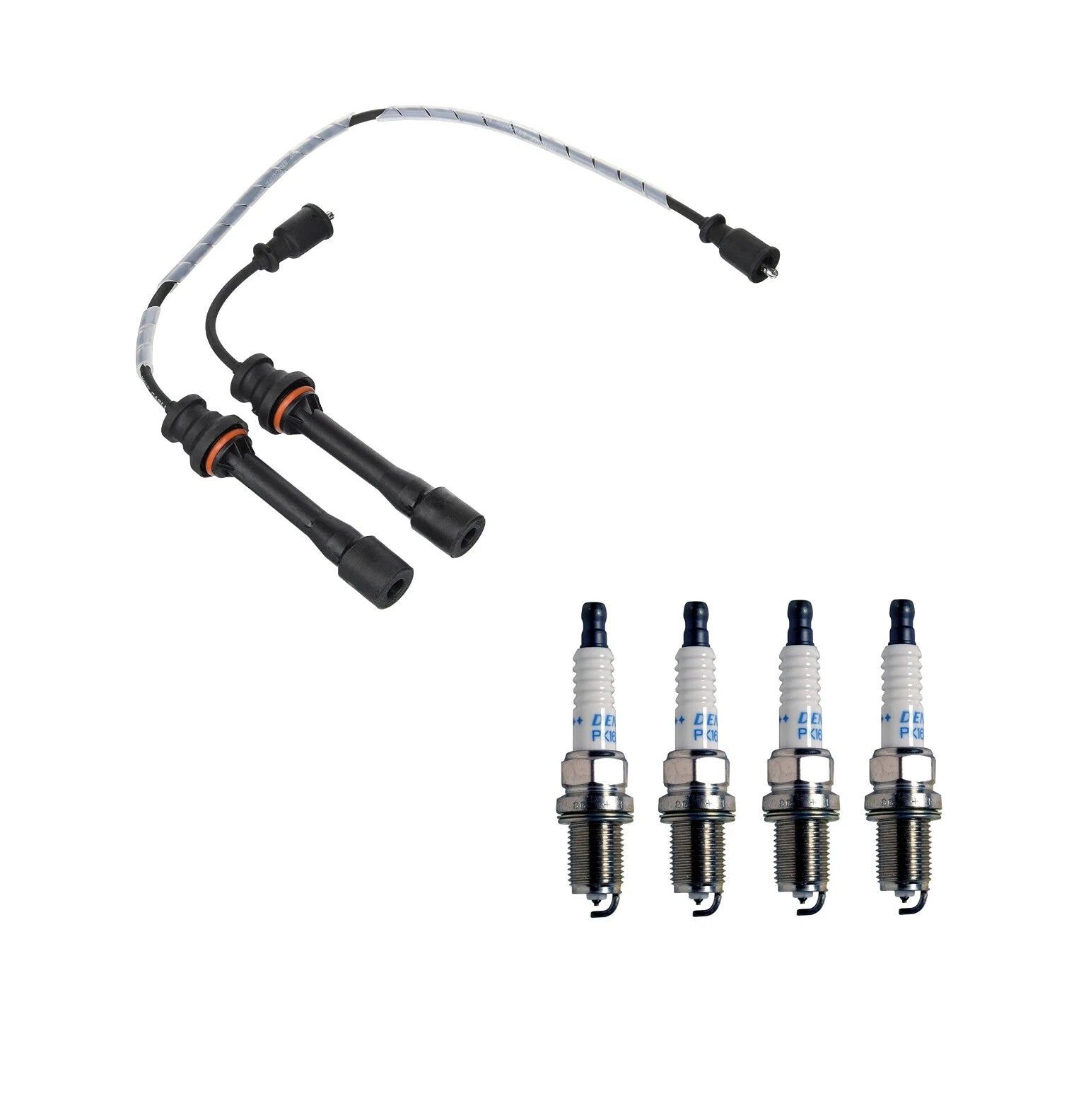 Denso Wire Set & 4 Double Platinum Spark Plugs for Mazda 1.8 L4