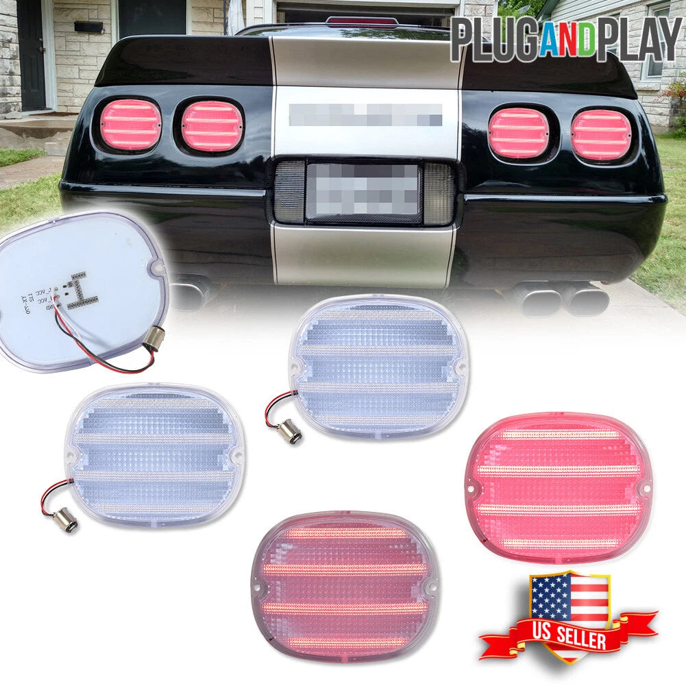 Set of 4 Red LED Brake Tail Lights for Chevy Corvette C4 (1990–1996)