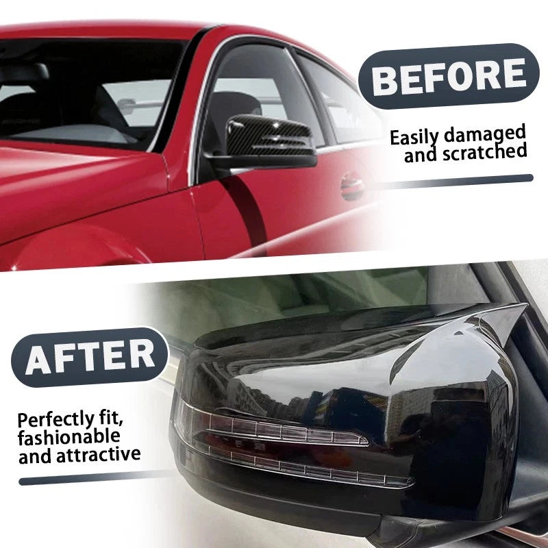 Glossy Black Wing Mirror Cover Cap for Mercedes Benz W204 W176 W212 (2007–2019)