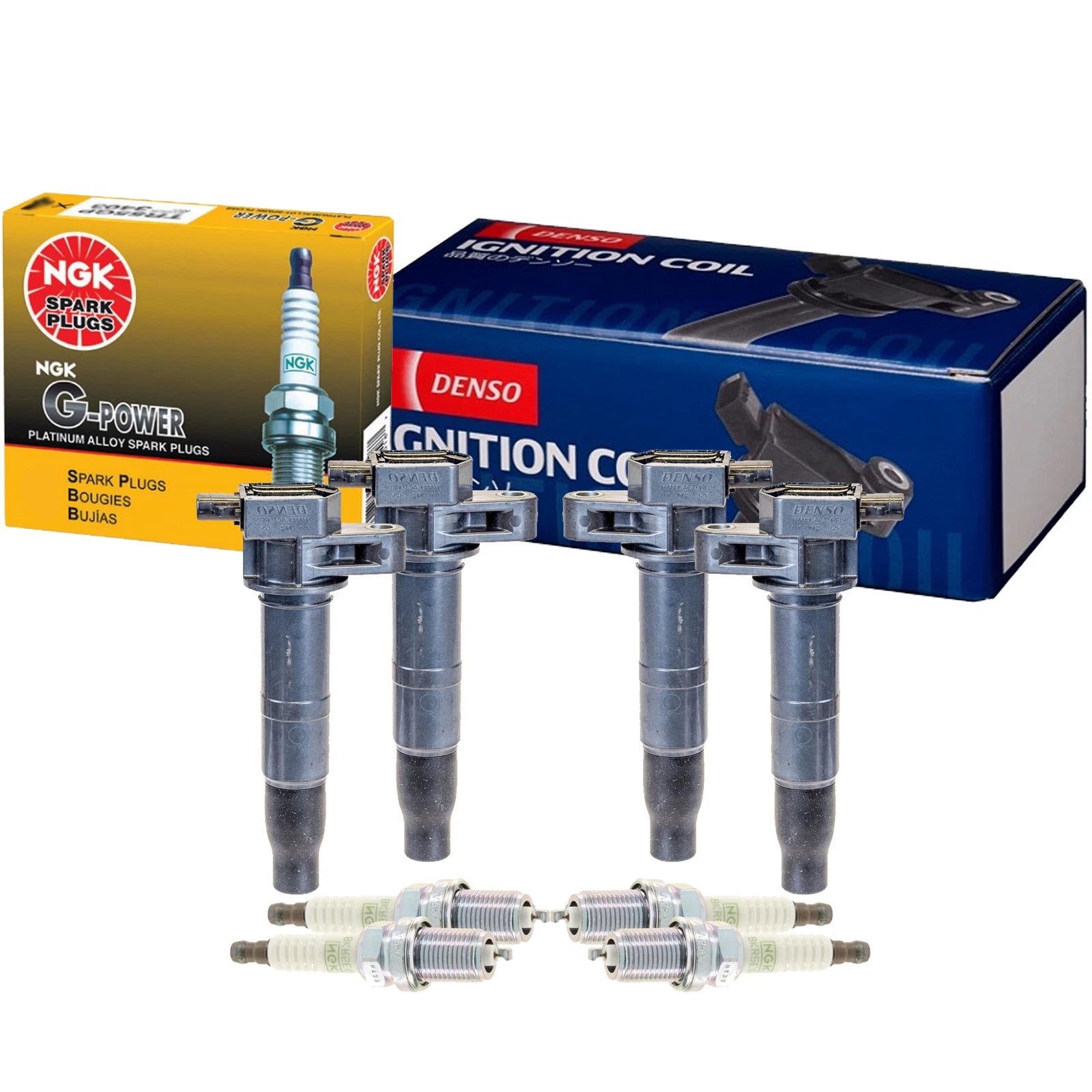 Set of 4 Denso Ignition Coils & NGK G-Power Spark Plugs for Sonata Optima Rondo