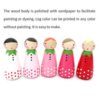 2X 75mm Wooden Peg Dolls for DIY Crafts & Cake Toppers
