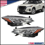 Set of 2 Halogen Headlights for Nissan Kicks (2021–2023) Chrome Left+Right