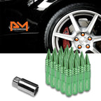 20Pc M12X1.5 Green JDM Conical Wheel Lug Nuts + Spike + Extension 20mm