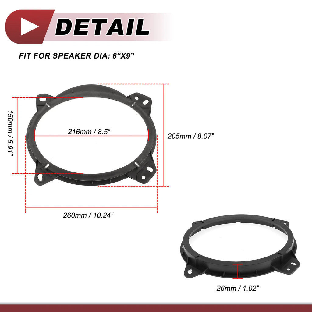 Set of 2 Speaker Spacer Rings for Toyota 4Runner (2003–2009) 6"x9"