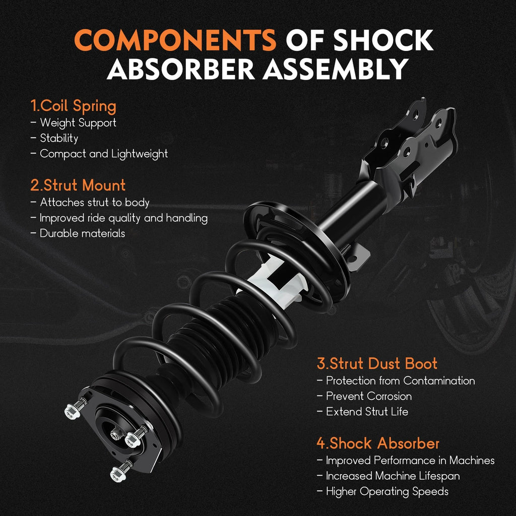 Set of 4 Complete Strut Springs & Shocks for Ford Fiesta (2010–2013)