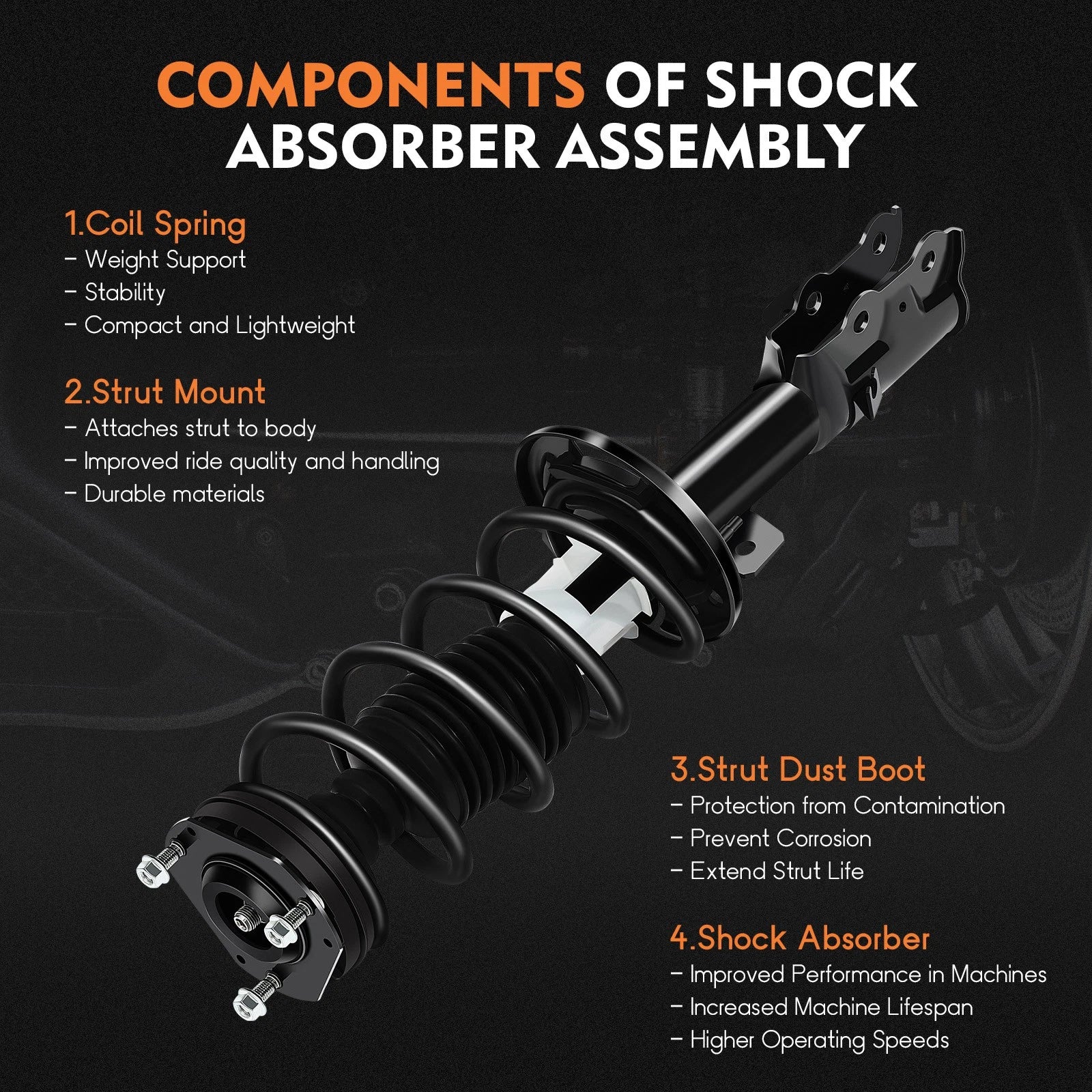 Set of 4 Complete Strut Springs & Shocks for Ford Fiesta (2010–2013)