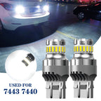 2X 7443 LED Reverse Brake Tail Light Bulb 6500K for