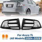 Set of 2 Rear Tail Lights for Acura TL (2004–2008) Black Housing Clear Lens Halogen