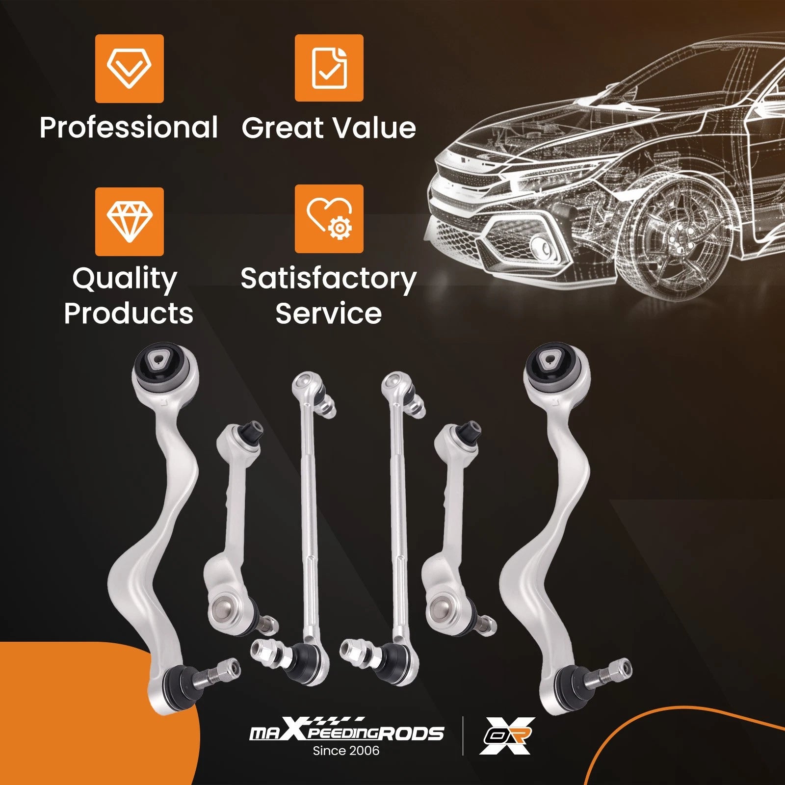 6 Pcs Control Arm for BMW 328i (2007–2011) K620127