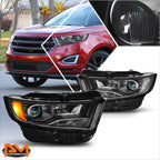 Projector Black Housing Headlight Set for Ford Edge (2015–2018)