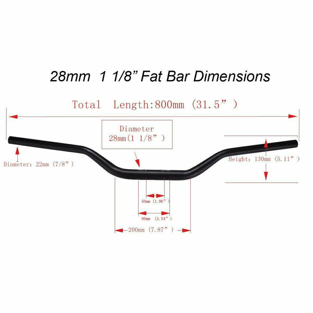 28mm Black Fat Bar Handlebar for MX Motorcycle ATV Quad Bike