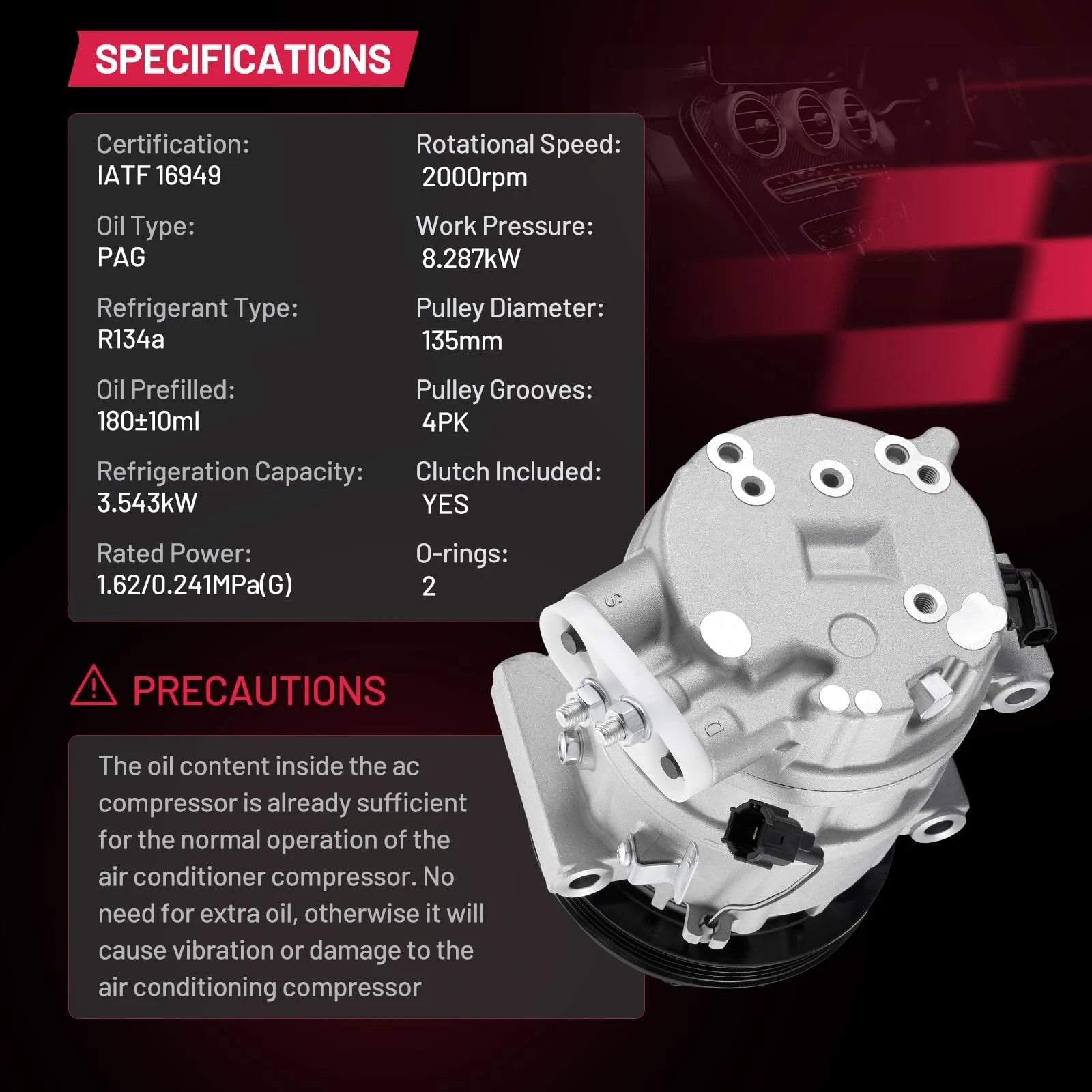 AC Compressor with Clutch CO 11149C for Infiniti FX35 G35 (2003–2008)