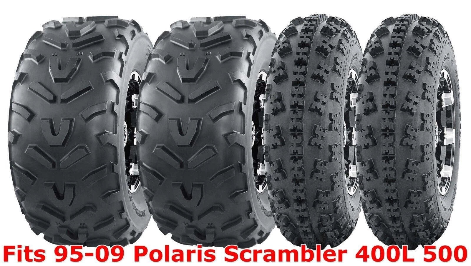 Set of 4 WANDA ATV Tires 23x7-10 & 22x11-10 for Polaris Scrambler 400L 500 (1995–2009)