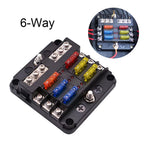 6-Way Blade Fuse Holder Box for Car Boat Power Distribution 12/32V