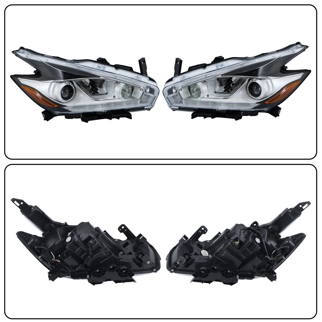 Set of 2 Headlights for Nissan Murano (2015–2018) Clear Replacement